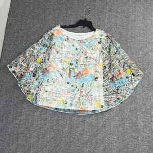 Peck & Peck Top Overlay Poncho 3D Margarita Novelty Print Multi Sz S/M